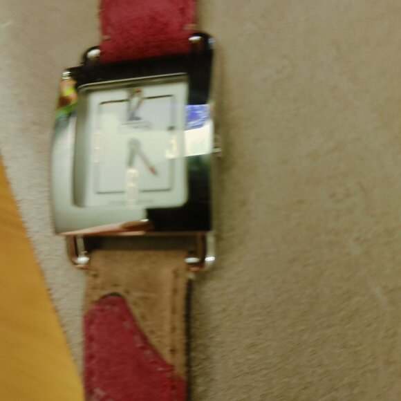 Coach Watch 0221 Swiss Quartz Stainless Square Face Watch Multicolor Leather - Picture 16 of 16